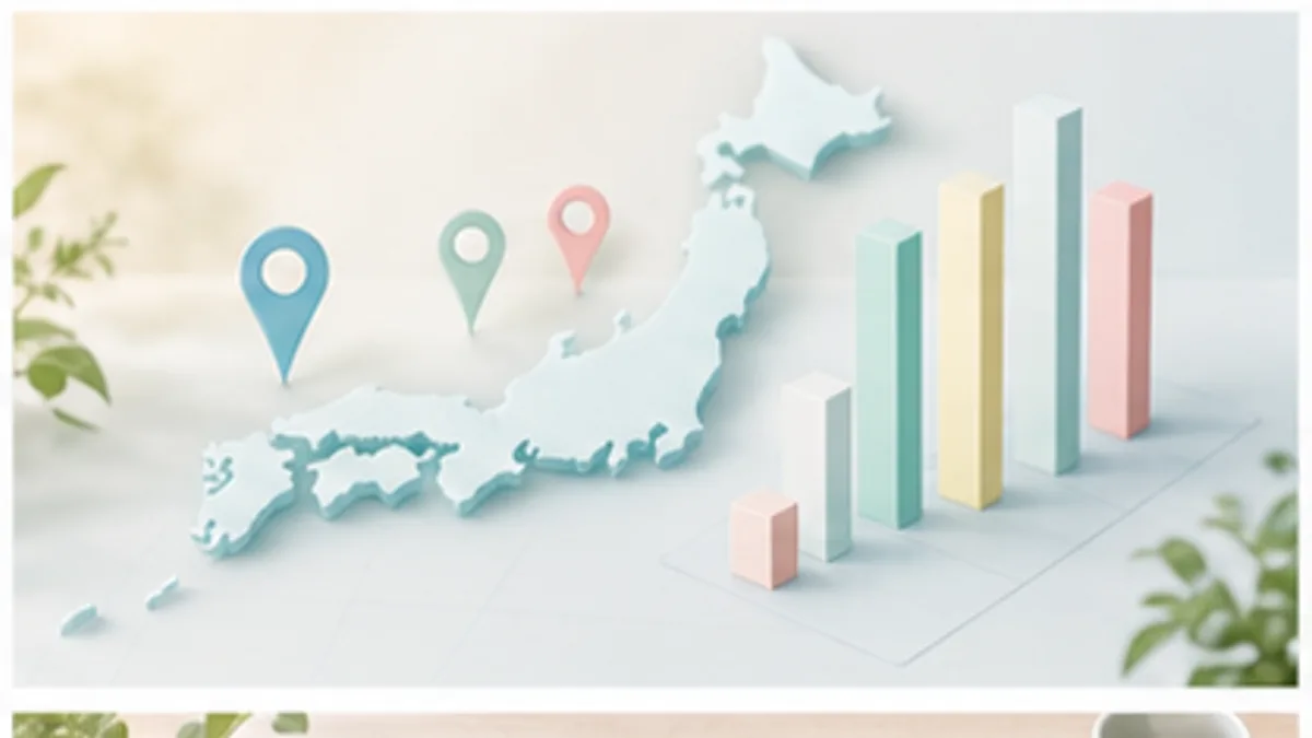 都道府県別訪問看護ステーション数を表す日本地図と棒グラフのイラスト
